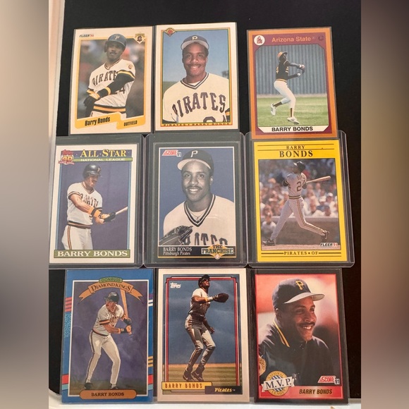 “Barry Bonds Vintage Baseball Card Lot | Pirates | MVP | Topps Fleer Donruss” - Picture 1 of 2